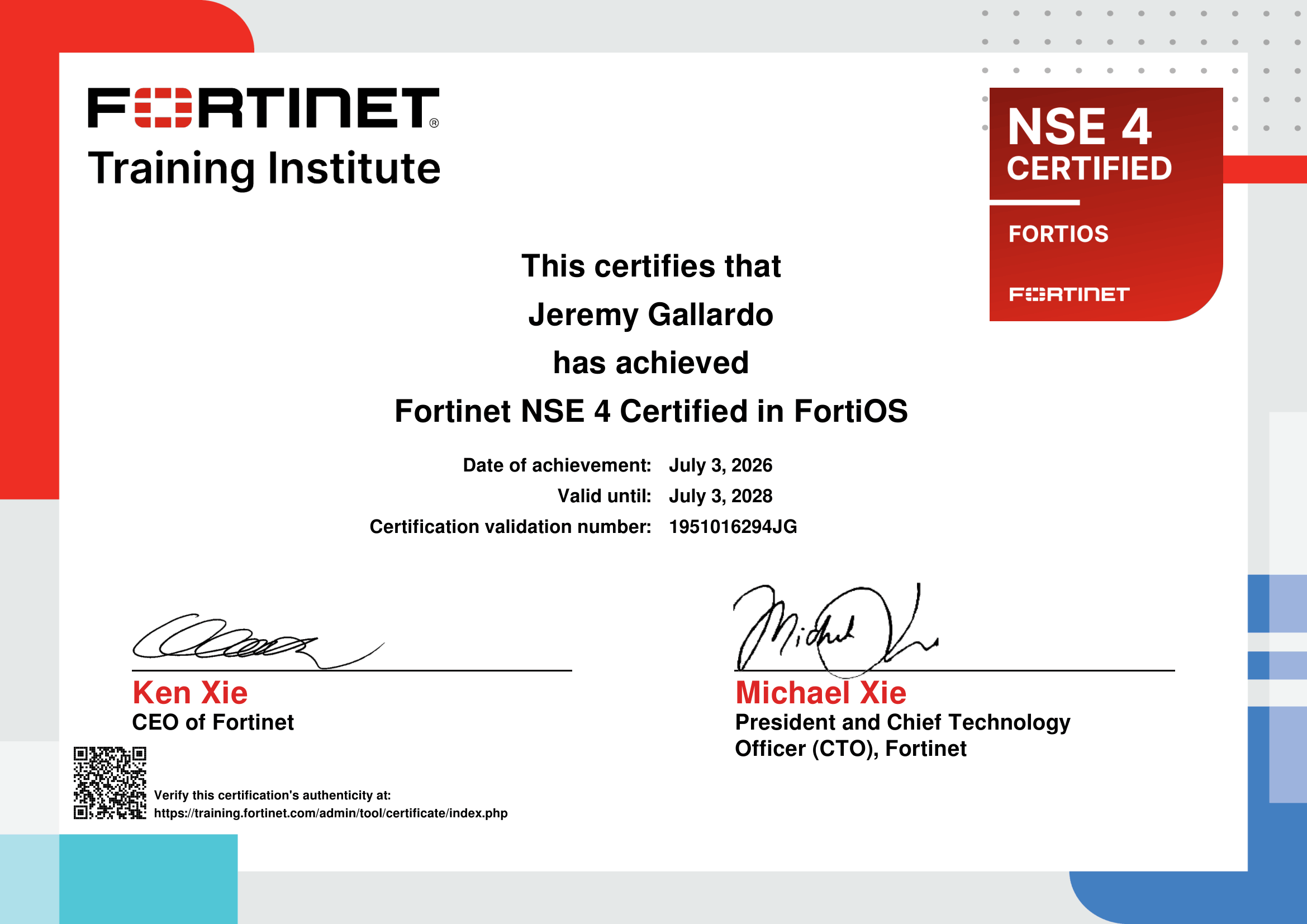 Fortinet NSE 4 certificate